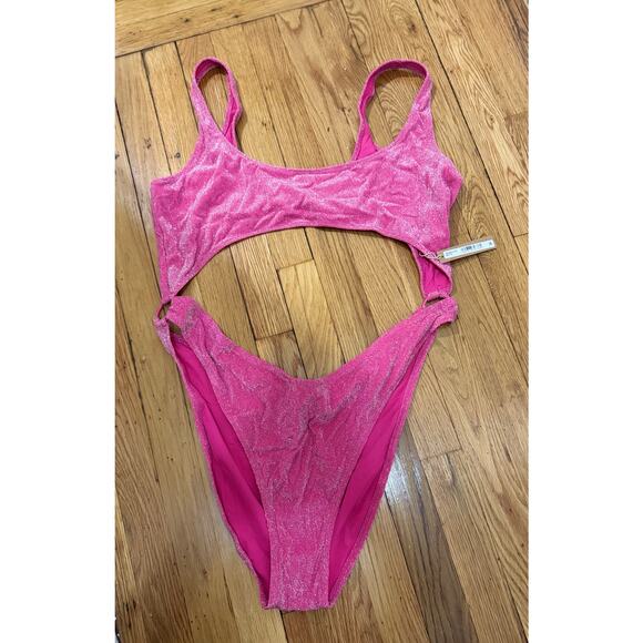 SKIMS Size 4x Magenta Pink Glitter Sparkle Swimsuit Sexy Cut Out Monokini NWT - Picture 6 of 10